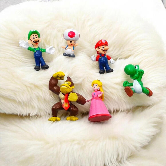 Super Mario Brothers Mini Figures Toys Cake Toppers 6 Pcs New Sealed - Picture 1 of 7